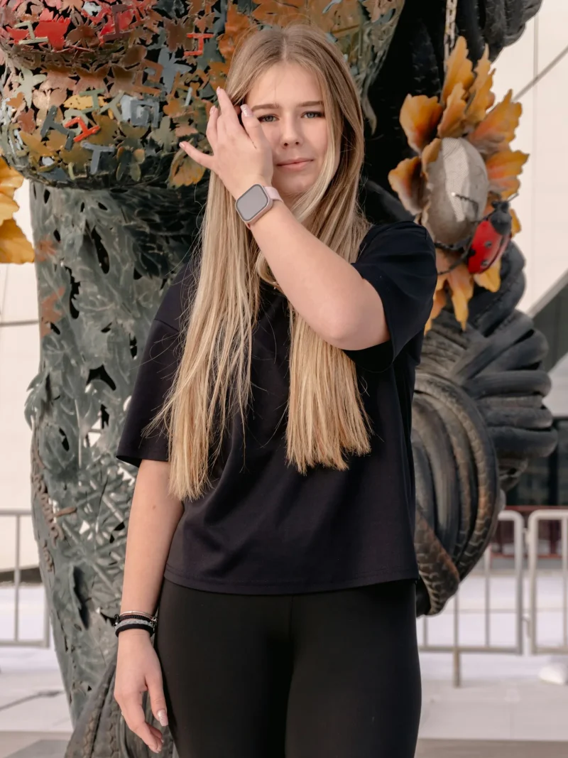 Velora Flare Black Leggings — modest black flare leggings, look 1