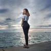 Velora Flare Navy Leggings — 2 Velora Flare Navy Leggings — modest navy flare leggings, look 2