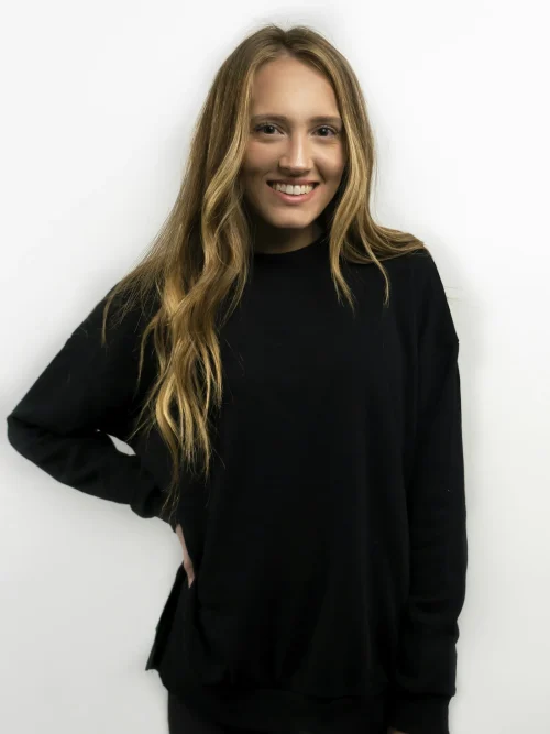 Velora Flex Long Sleeves Black T-shirt — modest black long-sleeve top, look 1