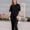Velora Slim Black Leggings — 1 Velora Slim Black Leggings — modest black slim leggings, look 1