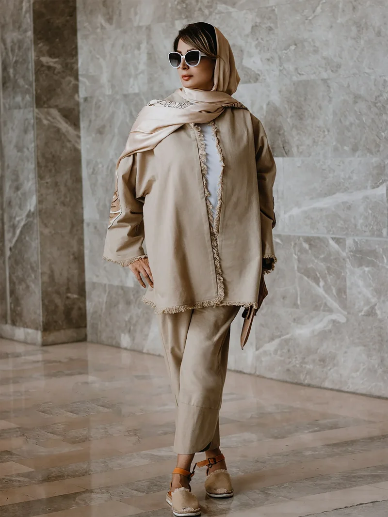Velora Beige Tunic — modest beige tunic, look 3